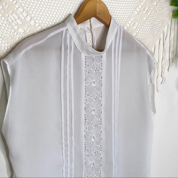 Vintage St. Anthony Sleeveless Lace Keyhole Top Size Medium - Picture 2 of 7